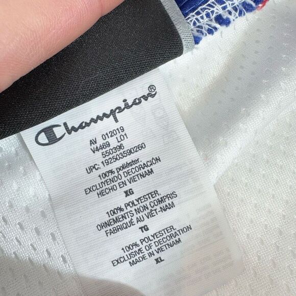 Champion Jacket Mens XL Pullover Warm Up Up Sweater Red White Blue Fully Lined - Picture 6 of 8